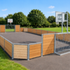 Voetbalkooi -pannacourt 13 Multisportkooi voetbal en basketbal met houten wanden